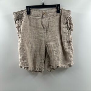 Daniel Hechter Beige Linen Shorts Men’s Size 38 Zipper Fly 100% Linen